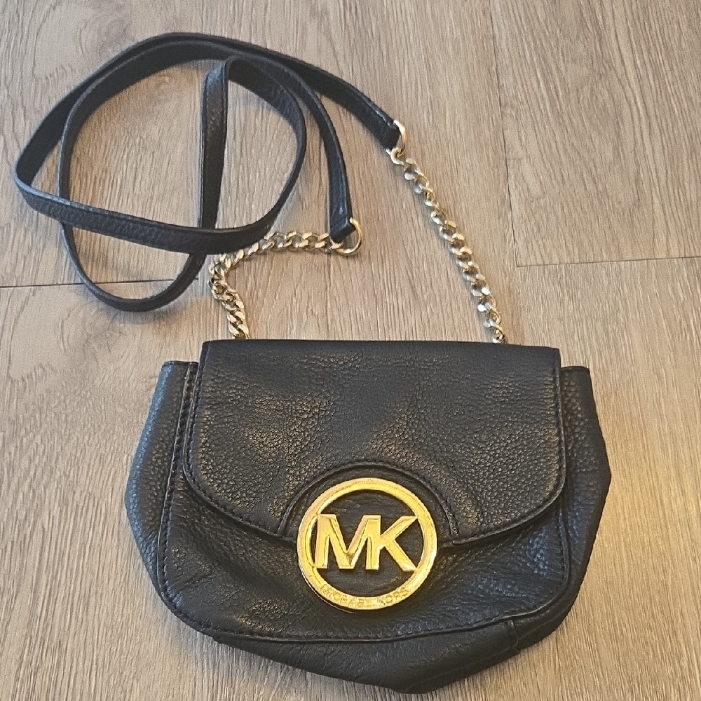 Michael Kors Black Crossbody Bag with Gold Accents